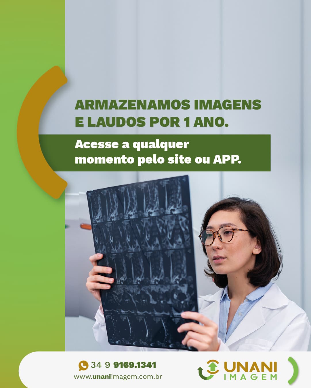Armazenamos imagens e laudos por 1 ano. Acesso a qualquer momento pelo site ou aplicativo.